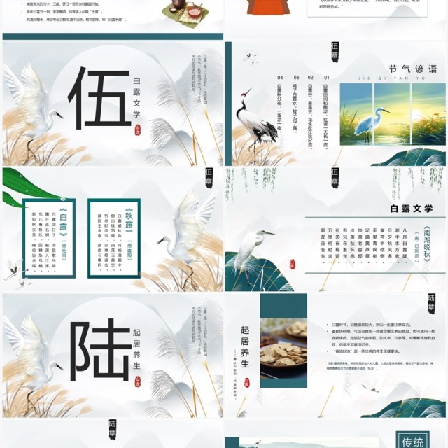 灰色中国风二十四节气之白露PPT模板 灰色中国风二十四节气之白露PPT模板