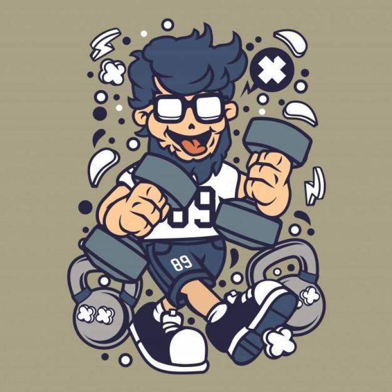 Hipster Fitness Cartoon