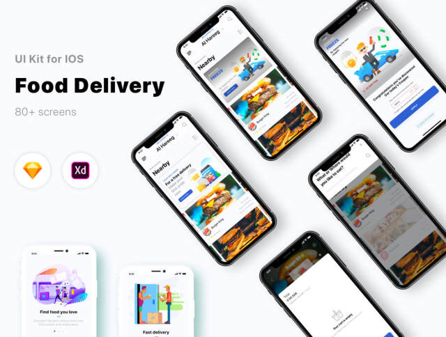 Adobe XD和Sketch Food Delivery UI Kit,Food Delivery App V 2.0 Adobe XD和Sketch Food Delivery UI Kit,Food Delivery App V 2.0