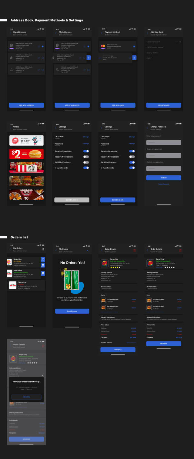 Adobe XD和Sketch Food Delivery UI Kit，Food Delivery App V 2.0