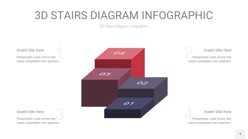 紫黄色3D阶梯PPT图表9