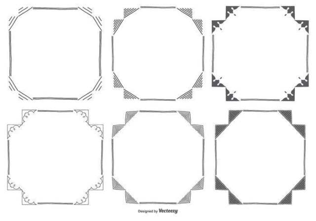手绘方形框架集合