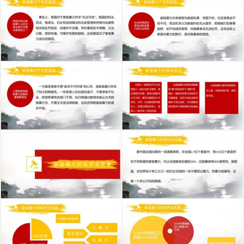 红色反对抵制家暴对家庭暴力说不守护美好家庭PPT模板