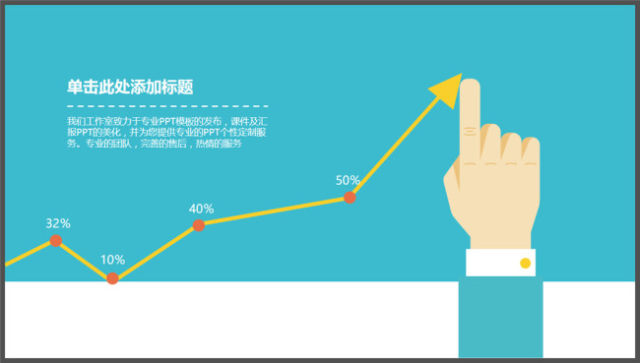 创意手势PPT折线图模板