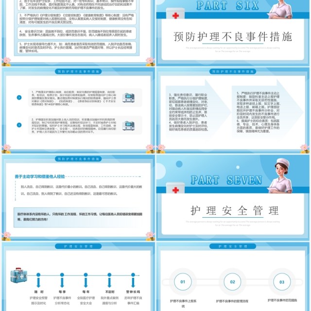 蓝色卡通风护理不良事件管理培训PPT模板