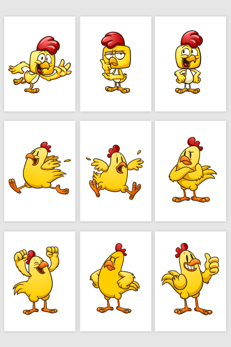 卡通公鸡表情矢量