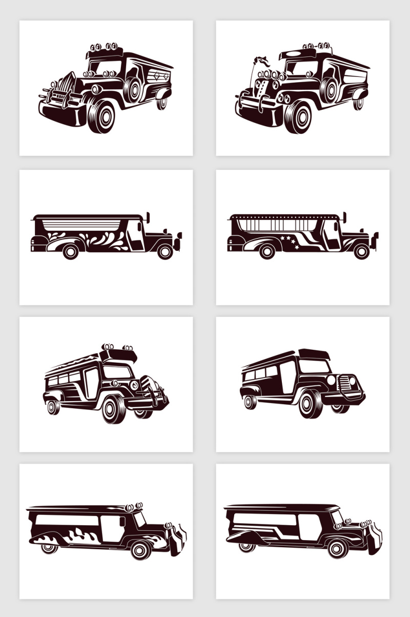 矢量巴士汽车剪影