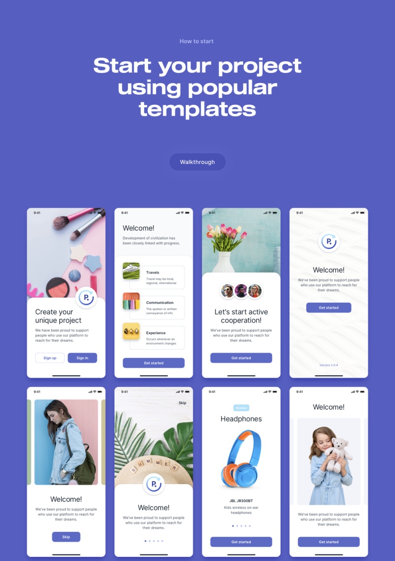 对于电子商务，电子商务Runstore UI工具包70个独特而时尚的屏幕
