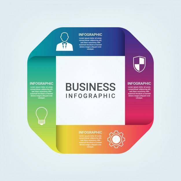 五颜六色的3D Infographic，四个选择
