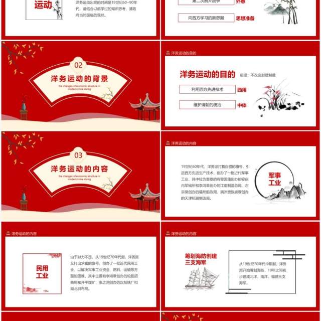 红色洋务运动近代中国经济结构的变动动态PPT模板 红色洋务运动近代中国经济结构的变动动态PPT模板