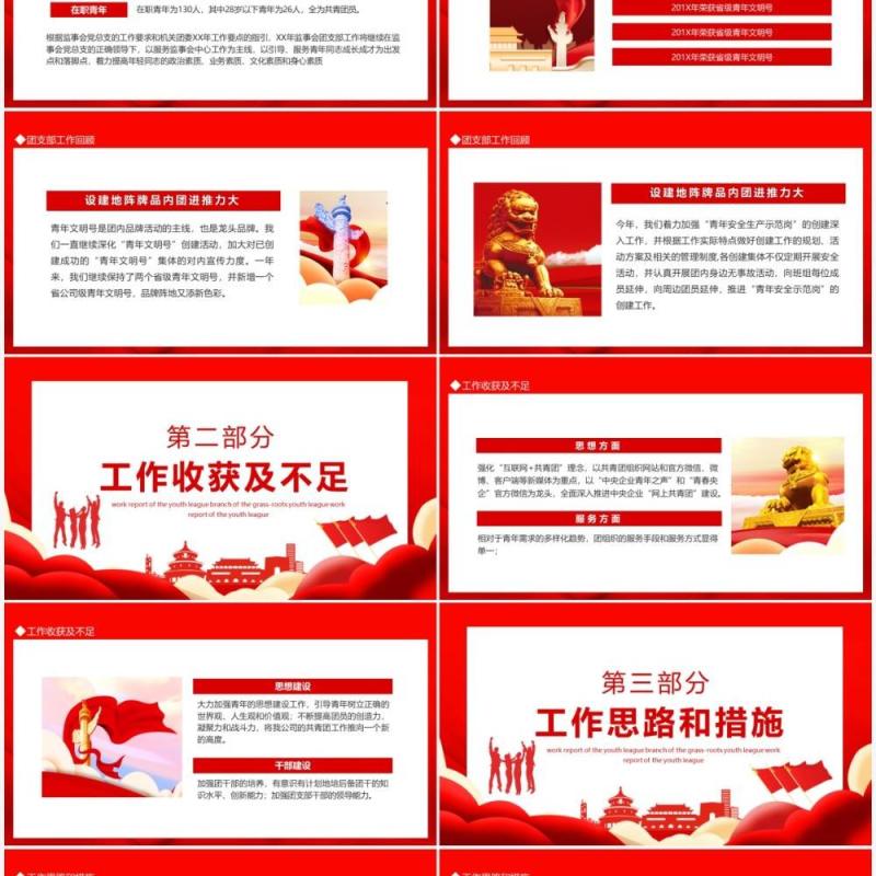 基层团委团支书工作汇报动态PPT模板