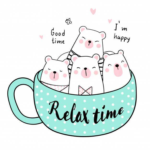 Draw cute bear in beauty cup of tea Doodle style Draw cute bear in beauty cup of tea Doodle style