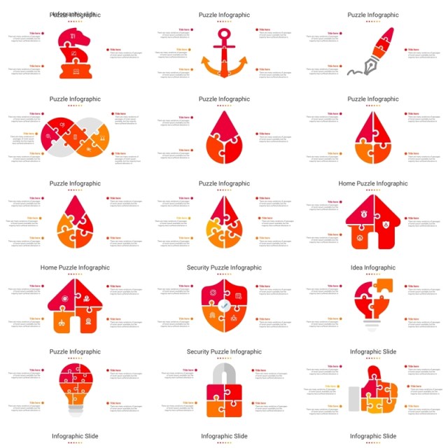 88页心形数字字母人像拼图信息图表PPT素材模板Puzzel Infographic Template