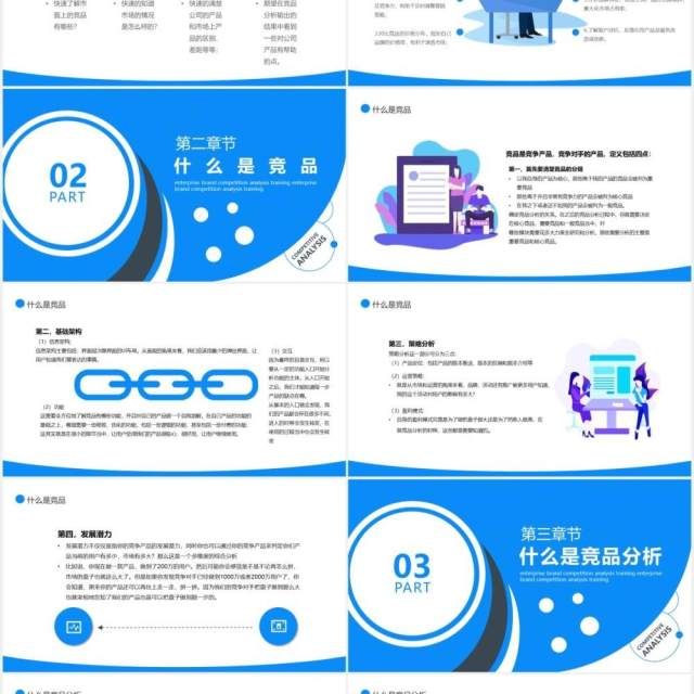 蓝色简约企业品牌竞争竞品分析培训PPT模板