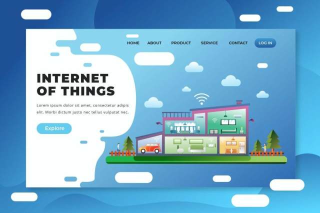 物联网psd和ai矢量登陆页面UI界面插画设计internet of things psd and ai vector landing page