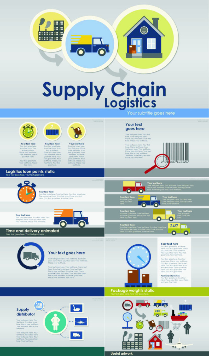 物流行业扁平化卡通ppt模板