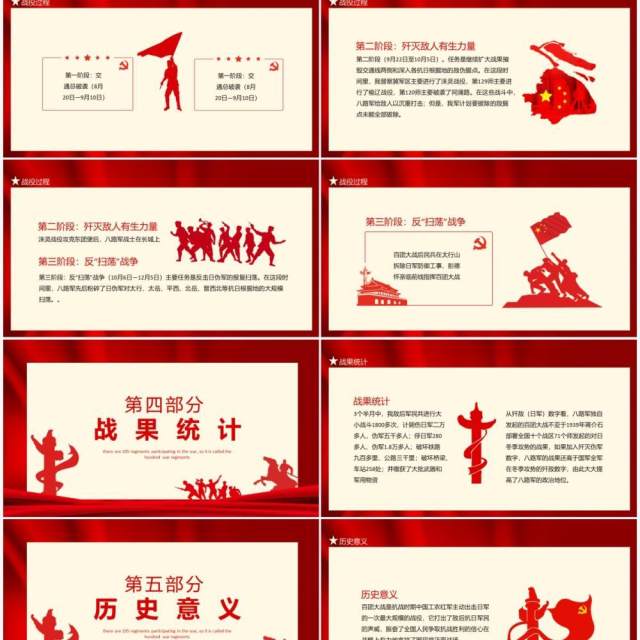 百团大战胜利参战部队达105个团故称百团大战动态PPT模板 百团大战胜利参战部队达105个团故称百团大战动态PPT模板