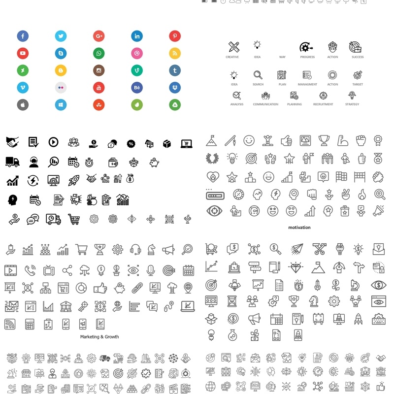 56页简洁商务图标元素PPT素材