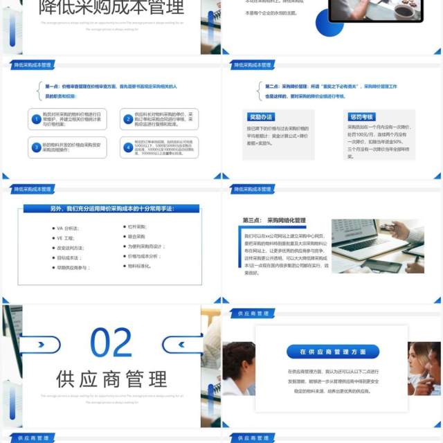 蓝色商务风采购部年终总结汇报PPT模板