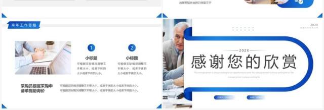 蓝色商务风采购部年终总结汇报PPT模板