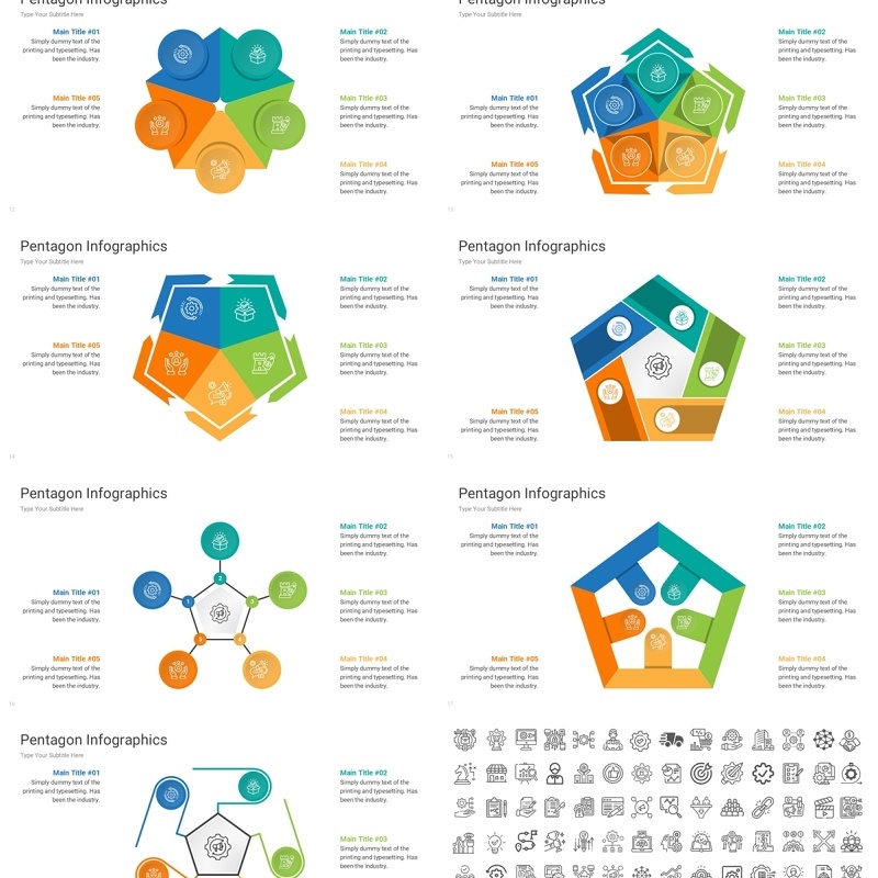 五边形信息图PPT模板Pentagon Infographics