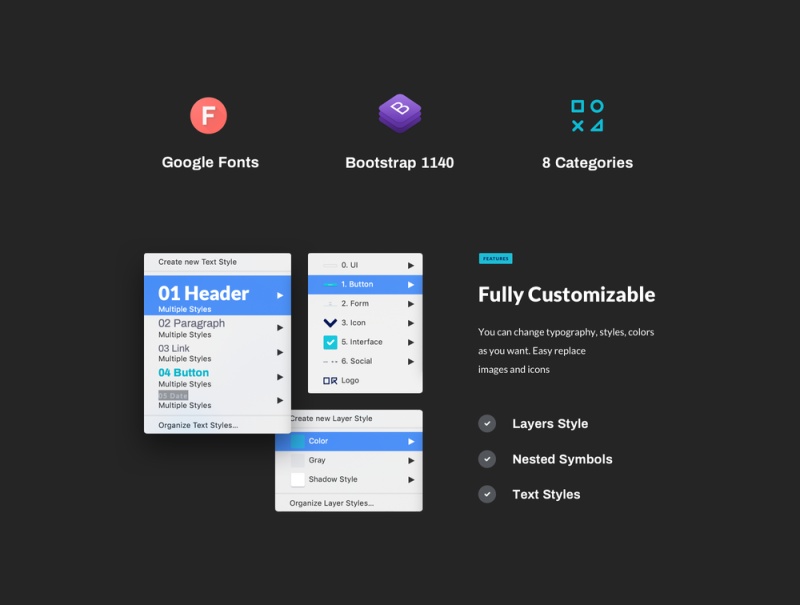 用于Sketch的Organix UI工具包，Organix UI模板