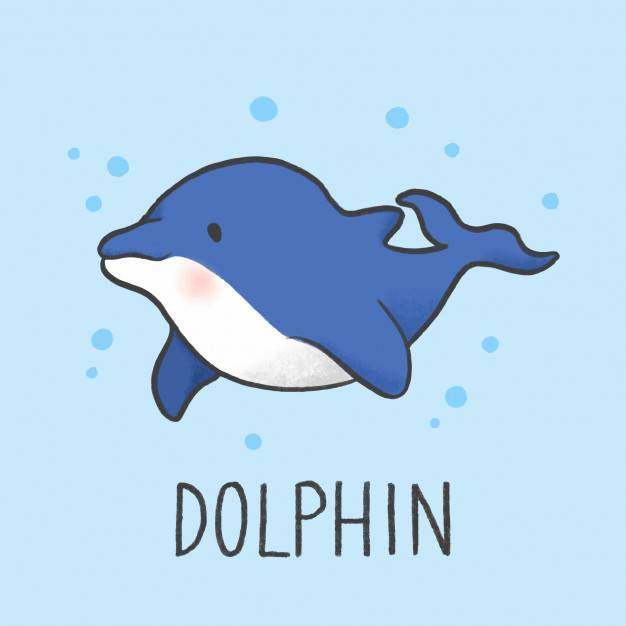 逗人喜爱的海豚动画片手拉的样式