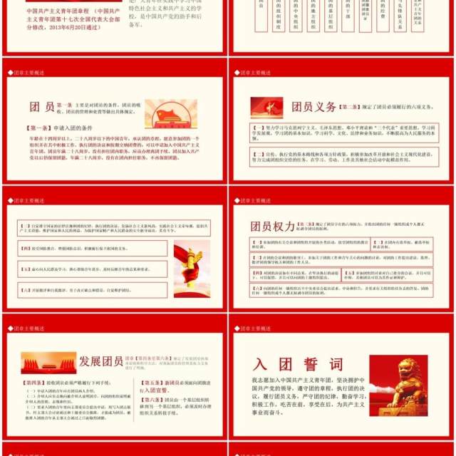 中国共青团团章学习解读认真学习团章严格遵守团章动态PPT模板 中国共青团团章学习解读认真学习团章严格遵守团章动态PPT模板