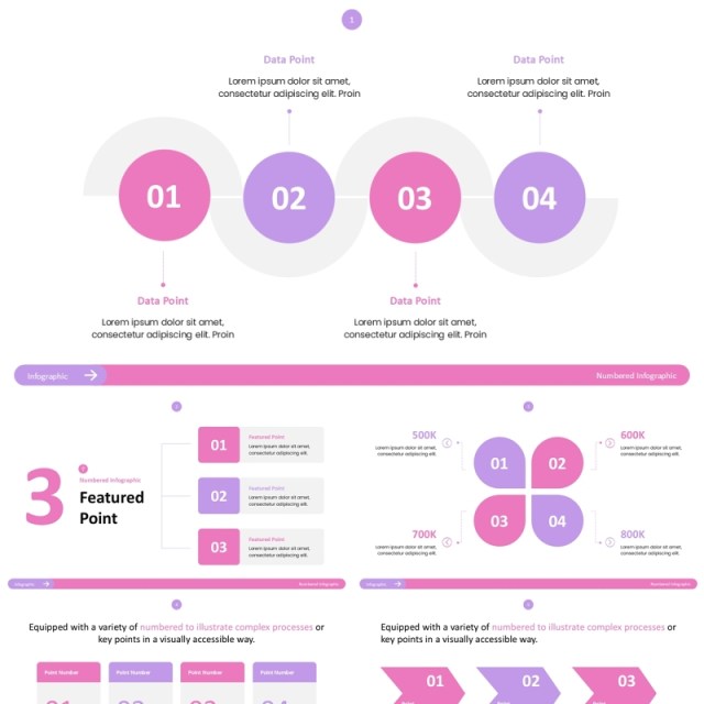 粉色项目编号步骤信息图ppt素材