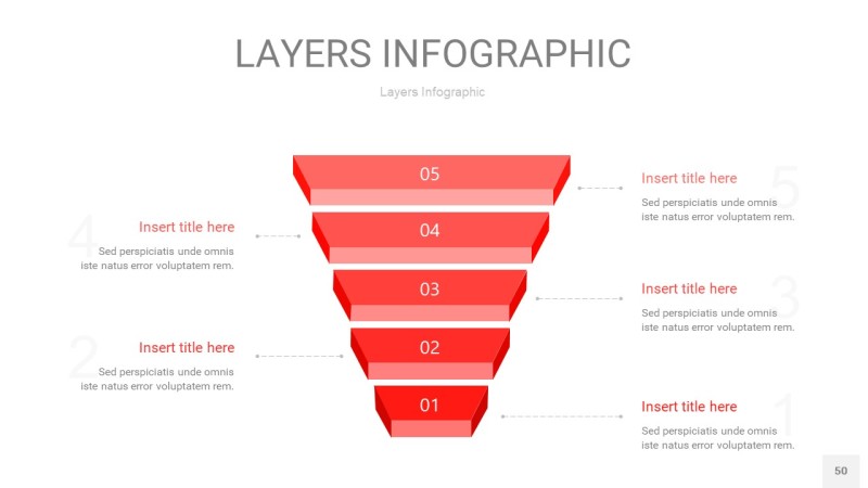 红色3D分层PPT信息图50