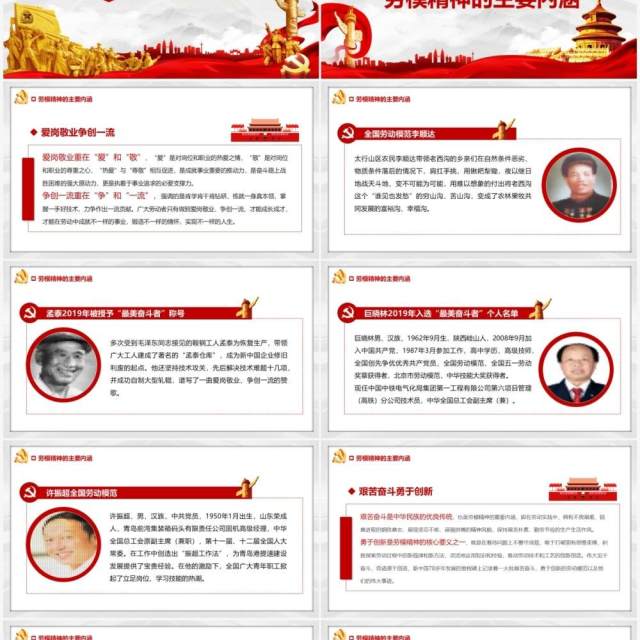 红色简约劳模精神专题讲座汇报PPT模板 红色简约劳模精神专题讲座汇报PPT模板
