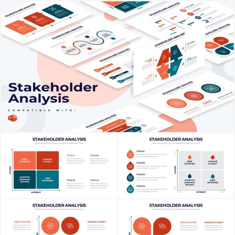 多彩商务利益相关者分析关系图PPT素材Stakeholder Analysis Powerpoint Infographics