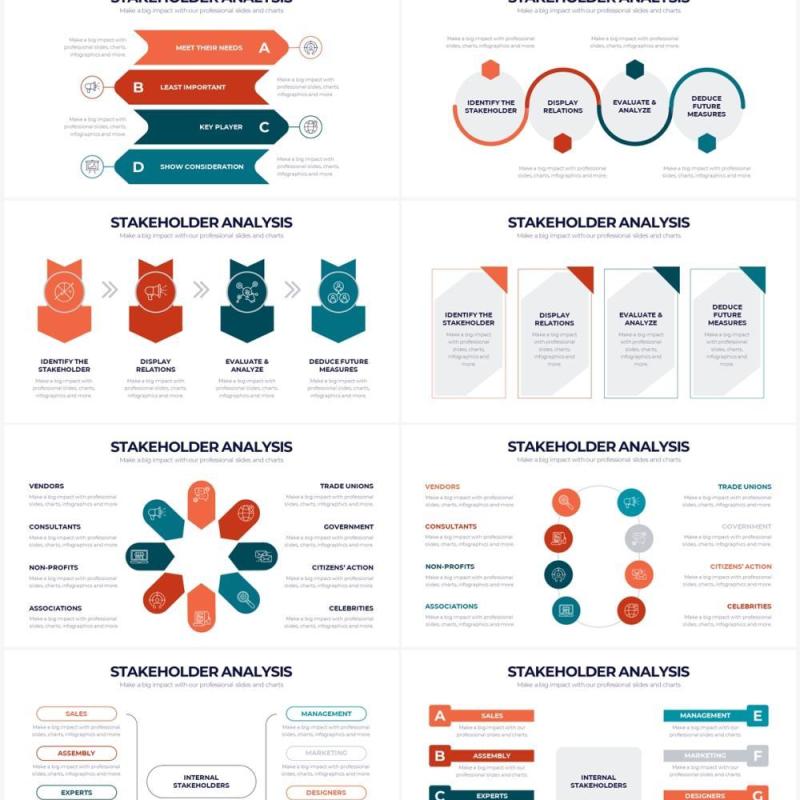 多彩商务利益相关者分析关系图PPT素材Stakeholder Analysis Powerpoint Infographics