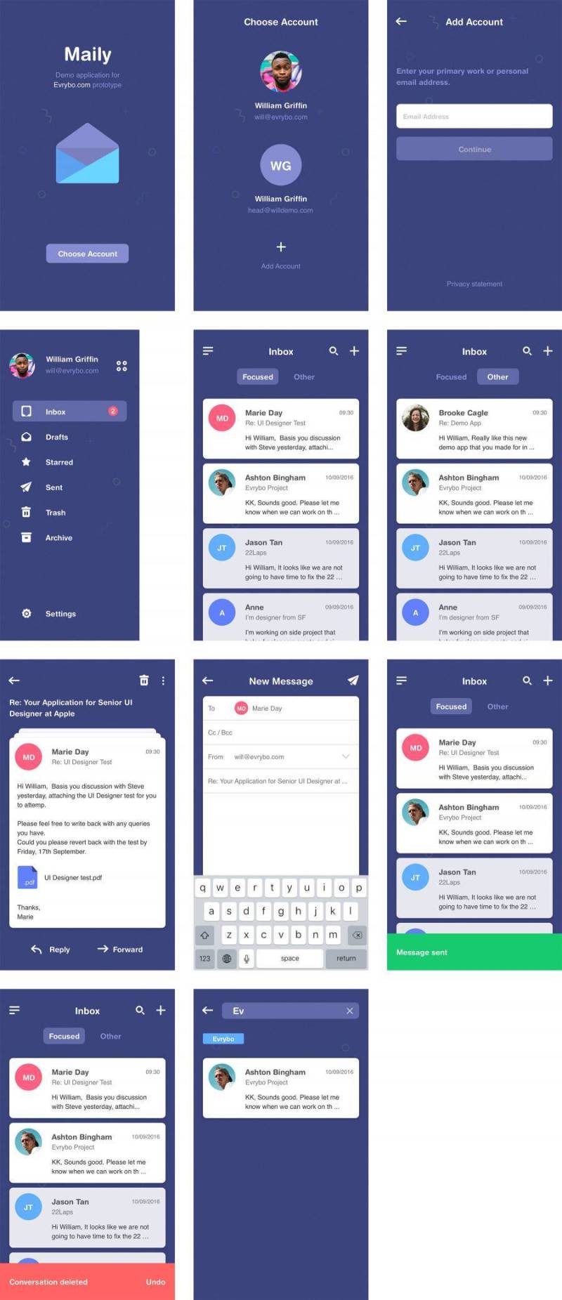 Evrybo 邮箱应用界面小样