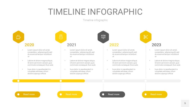 灰黄色时间轴PPT信息图5