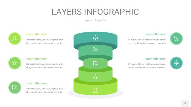 浅绿色3D分层PPT信息图9