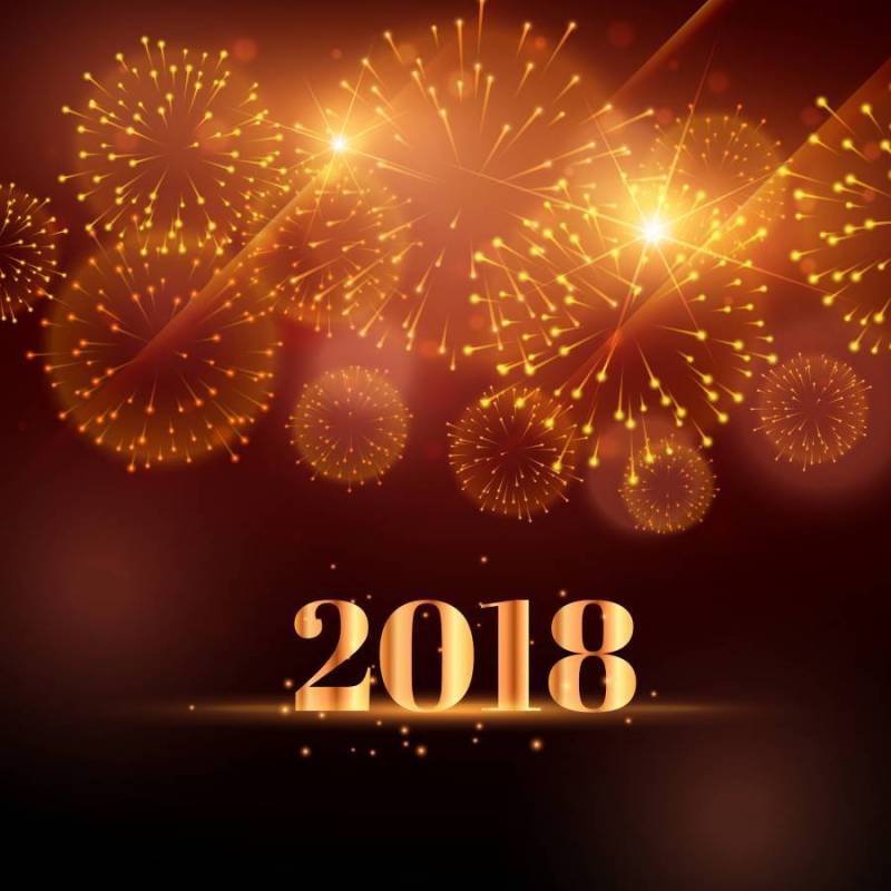 新年快乐烟花背景为2018年