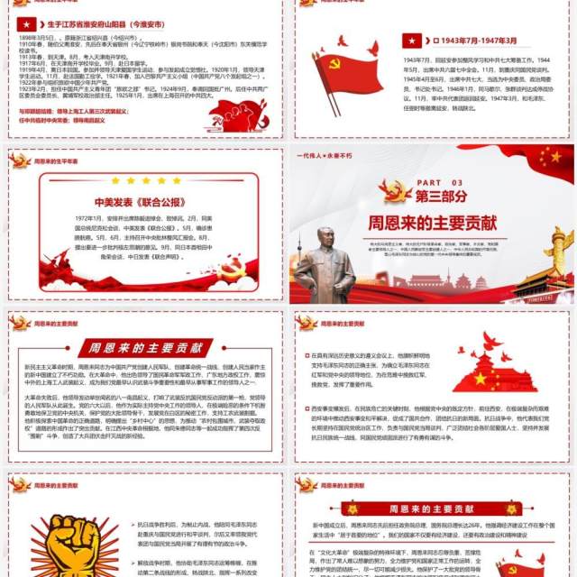 红色简约周恩来逝世46周年PPT模板 红色简约周恩来逝世46周年PPT模板