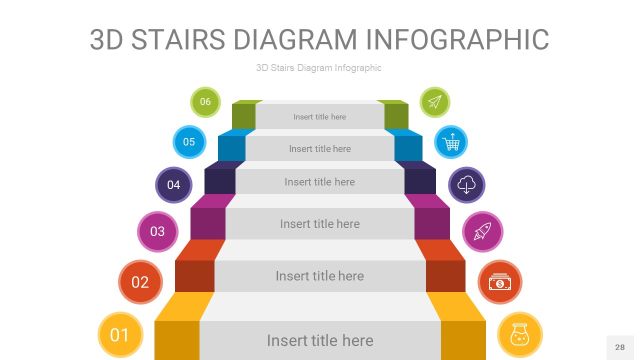 彩色3D阶梯PPT图表28