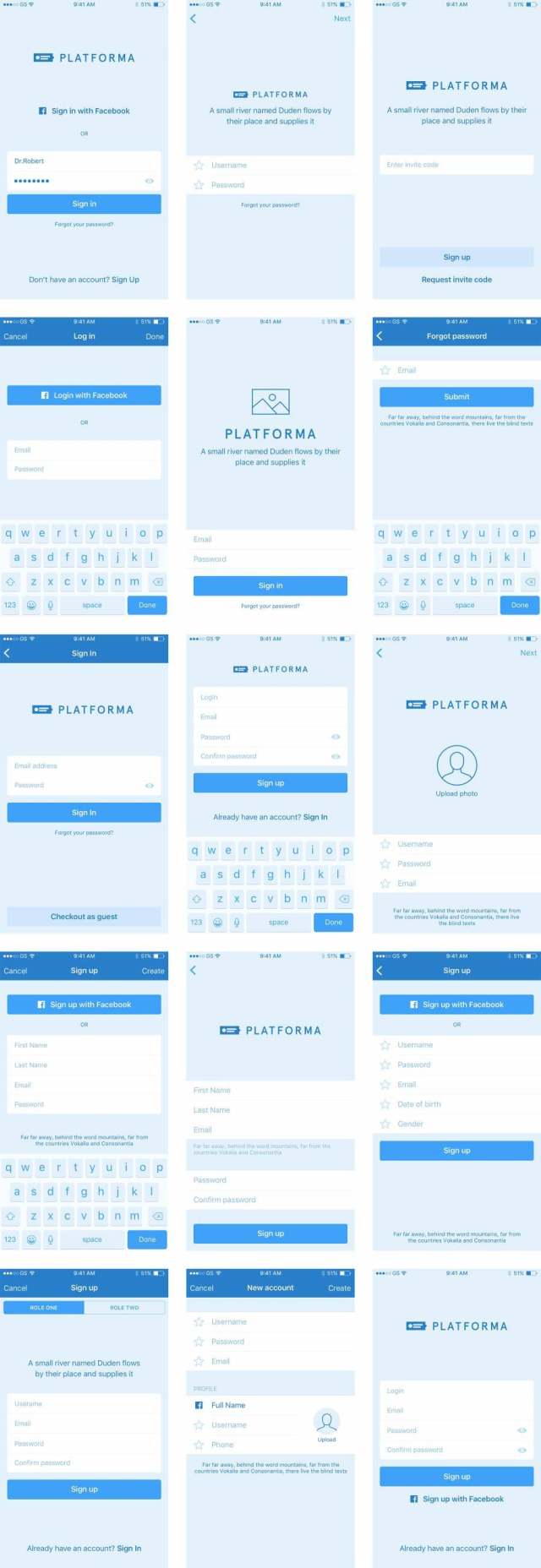 Platforma 注册登录表单线框