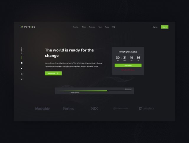基于Sketchapp，Potoken ICO Landings的ICO登陆页面模板