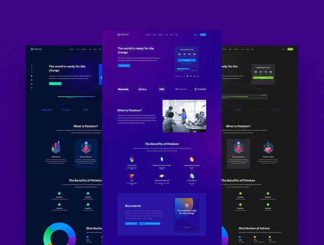 基于Sketchapp，Potoken ICO Landings的ICO登陆页面模板