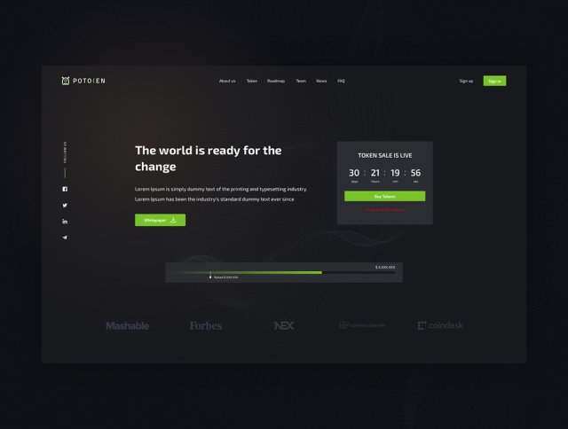 基于Sketchapp，Potoken ICO Landings的ICO登陆页面模板