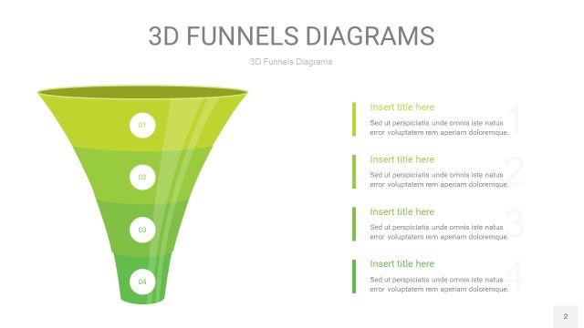 浅绿色3D漏斗PPT信息图表2