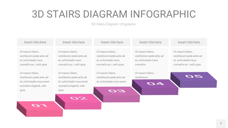 渐变粉紫色3D阶梯PPT图表7