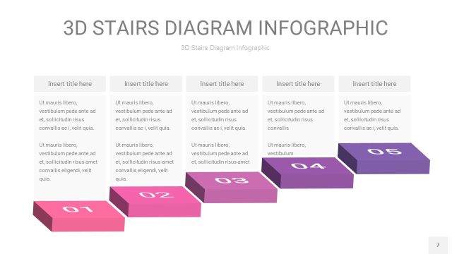 渐变粉紫色3D阶梯PPT图表7