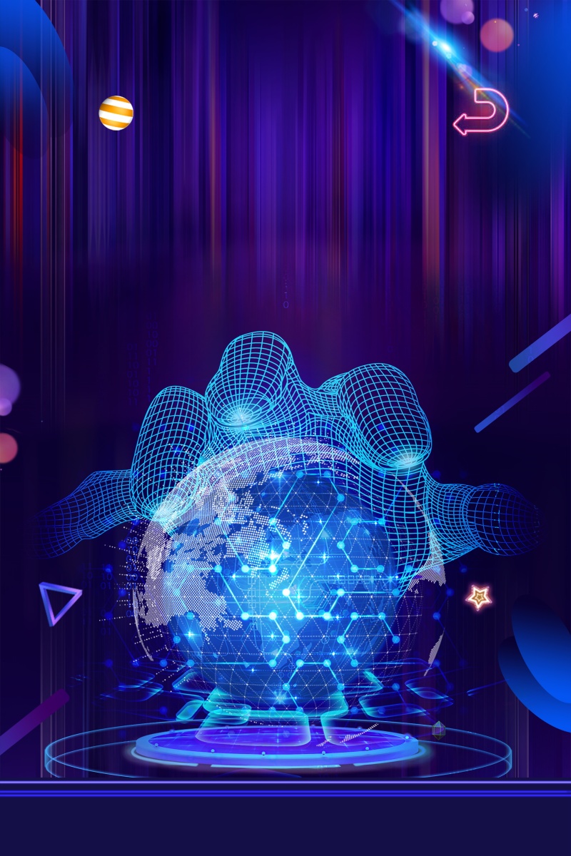 蓝色科技互联网企业舞台会议高端论坛背景PSD海报设计素材竖版17