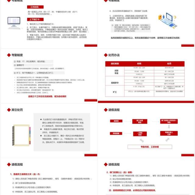 红色企业人事制度及工作流程PPT模板