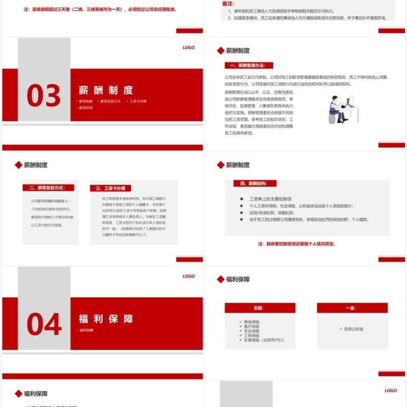 红色企业人事制度及工作流程PPT模板