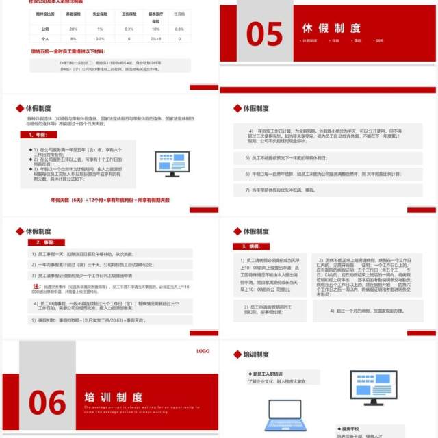 红色企业人事制度及工作流程PPT模板